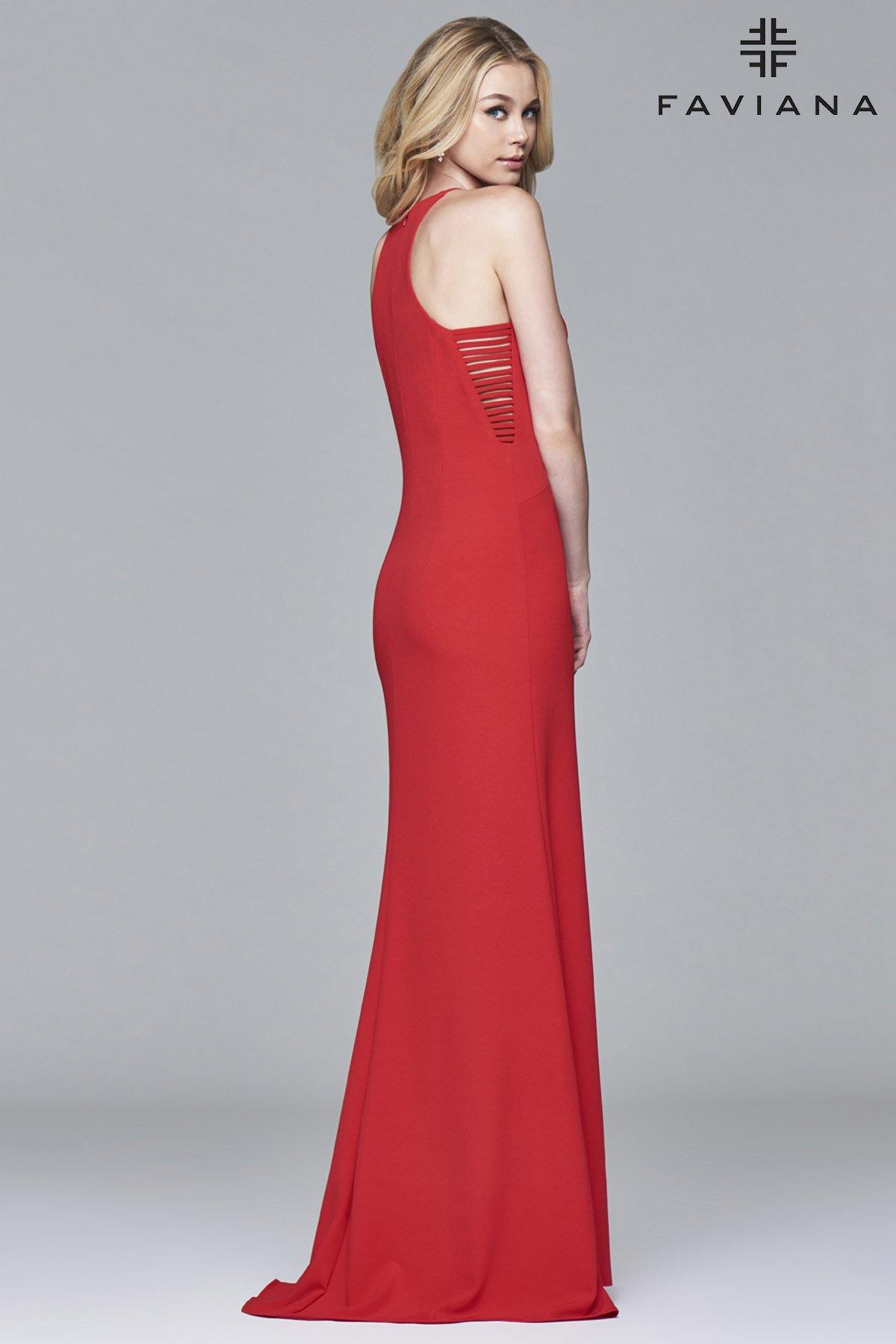 Faviana S7913 Stretch Crepe Long Formal Dress - The Dress Outlet Faviana