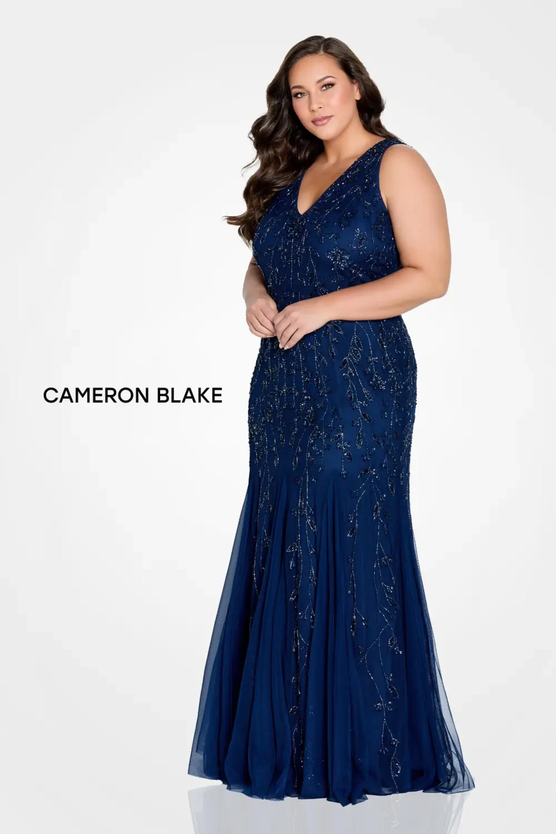 Cameron Blake 221684 Beaded Long  Formal Evening A Line Dress