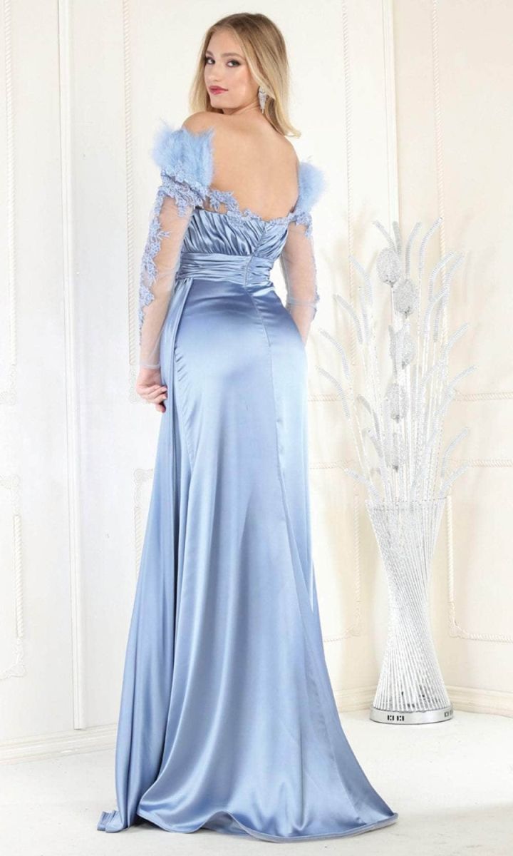 Off-the-Shoulder Floor-Length Satin Formal Mermaid May Queen RQ8002