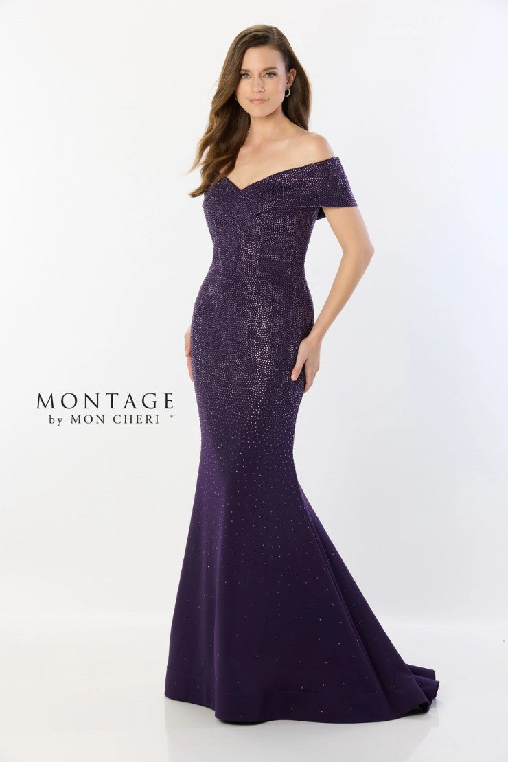 Montage 220949 Long Beaded V Neck Formal Dress
