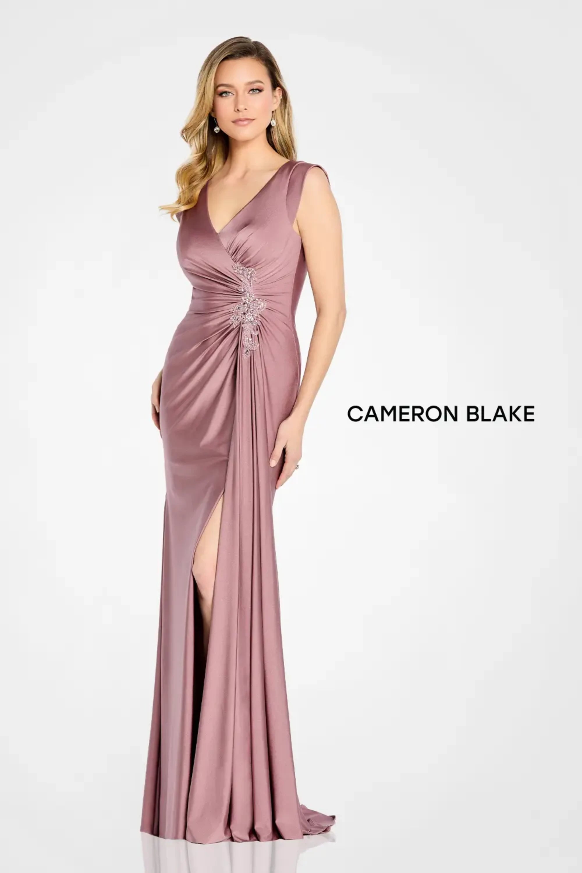 Formal Dresses Long Formal Beaded Slit Evening Dress Rosewood