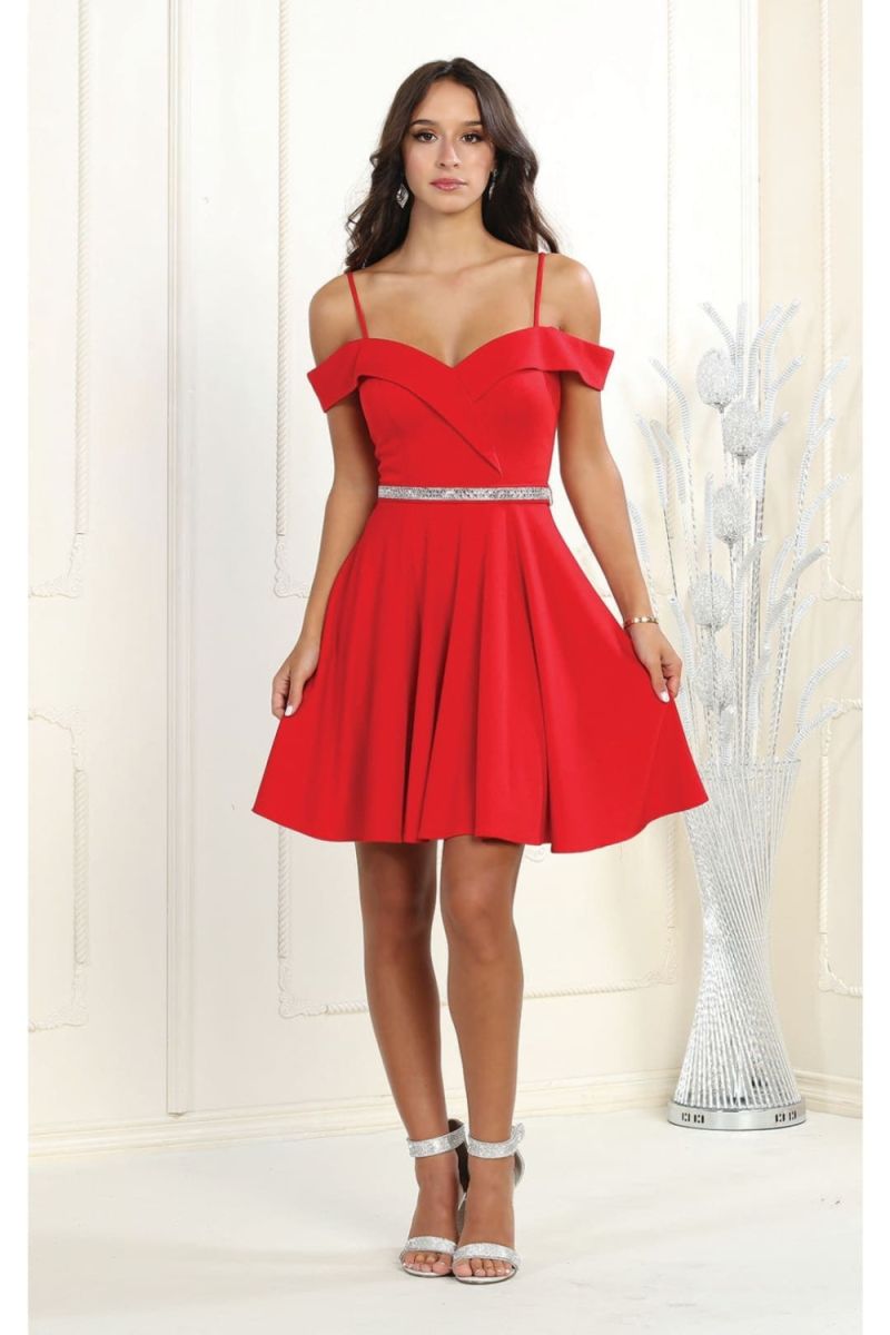Off-the-Shoulder Mini/Short Chiffon Cocktail A-Line May Queen 1916