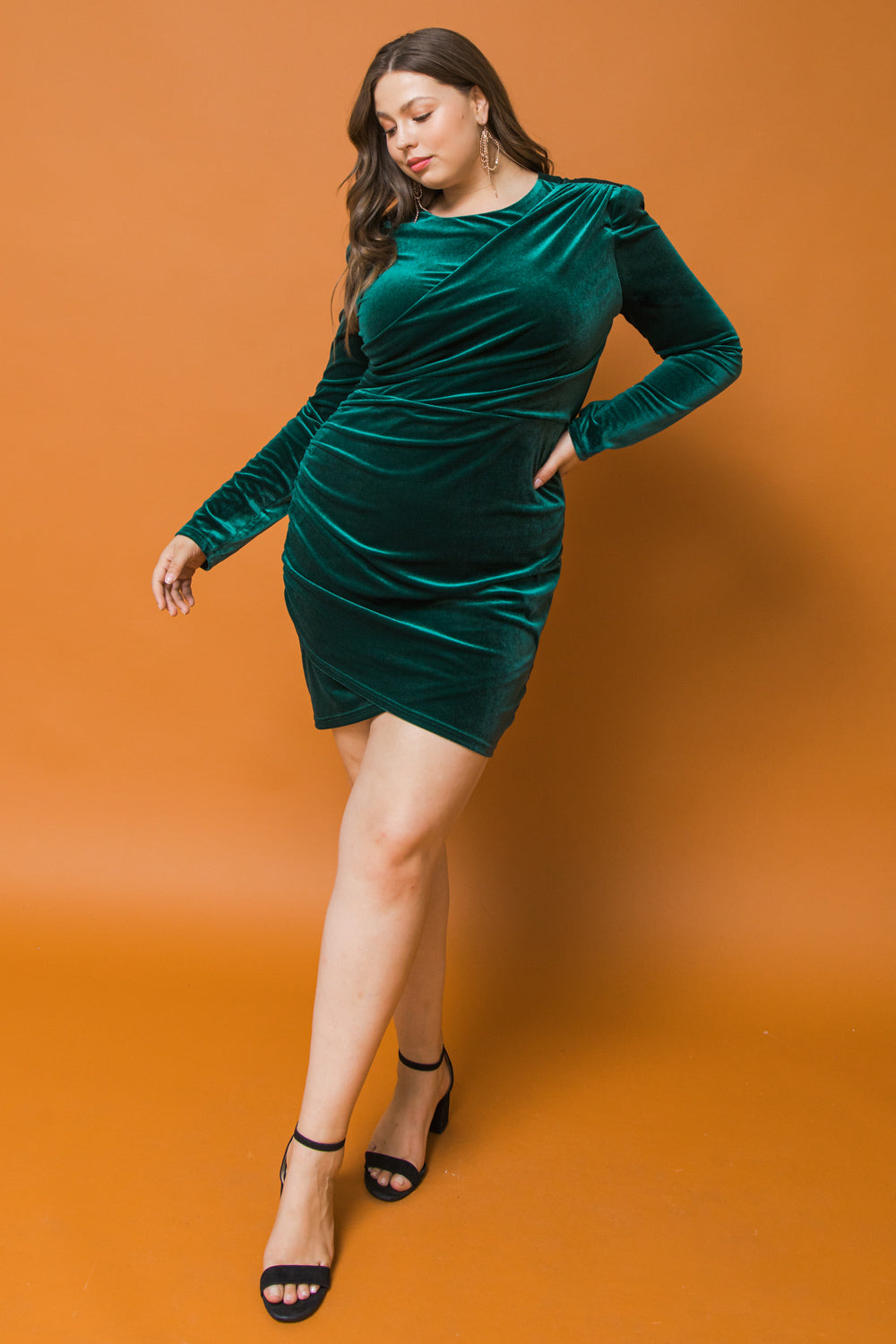 Plus Size Dresses Long Sleeve Cocktail Plus Size Short Dress Flying Tomato IDP19031 Green