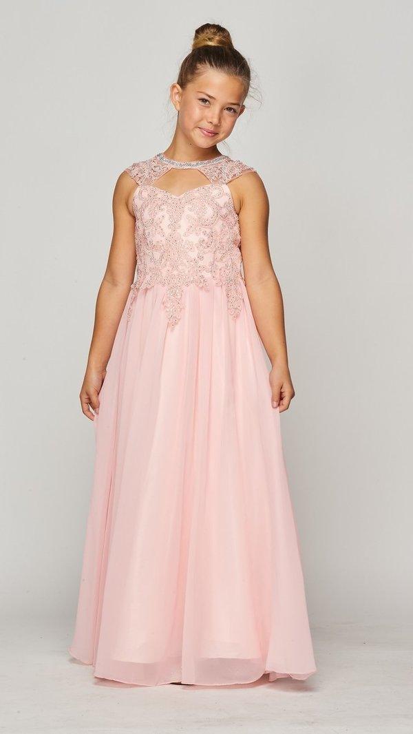 Blush Floor Length Flower Girl Dress for $103.99 – The Dress Outlet