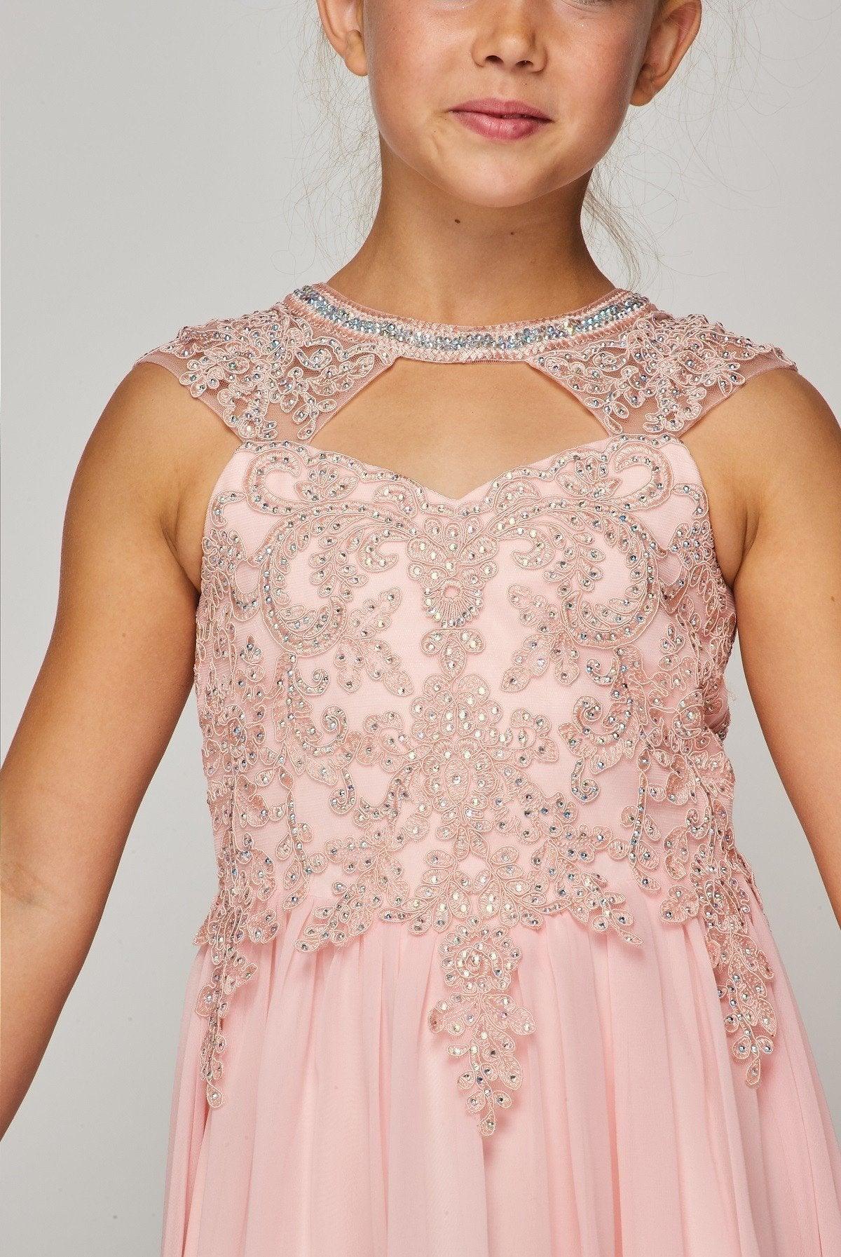 Blush Floor Length Flower Girl Dress