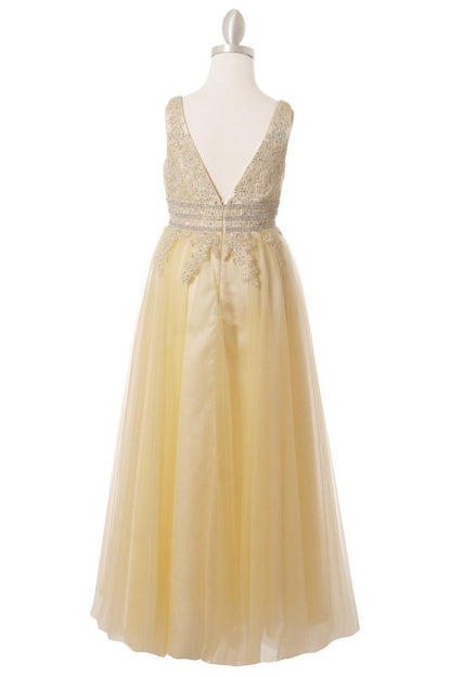 Floor Length Sleeveless Flower Girl Dress - The Dress Outlet Cinderella Couture