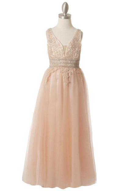 Floor Length Sleeveless Flower Girl Dress - The Dress Outlet Cinderella Couture