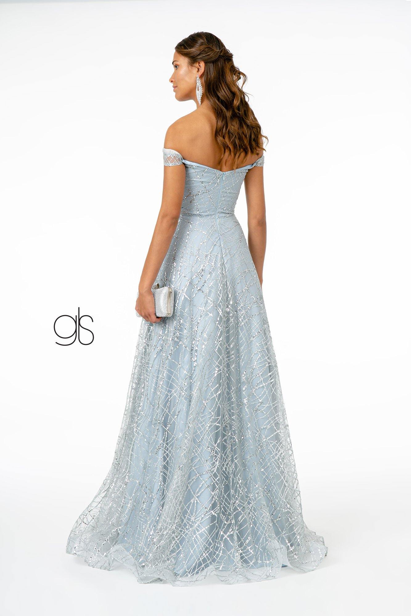 Floral Embroidery Long Prom A-Line Dress