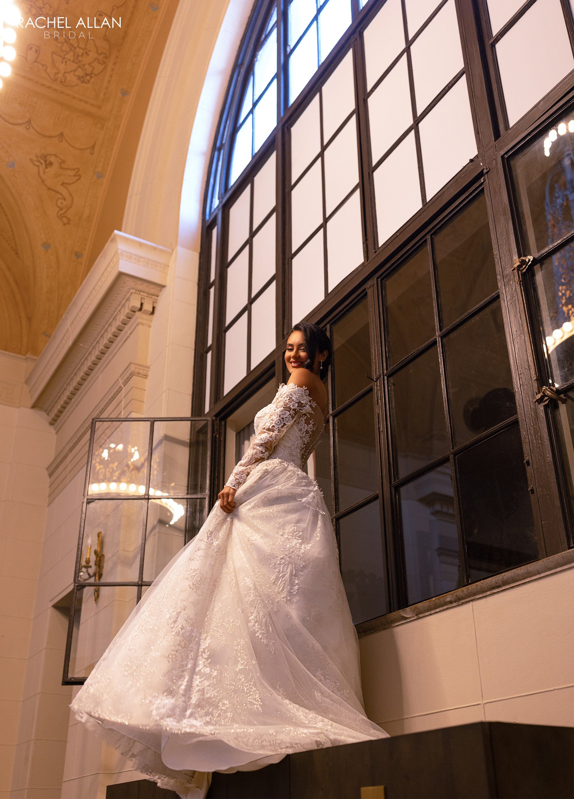 Rachel Allan RB3224 A Line Bridal Long Gown Glitter Wedding Dress