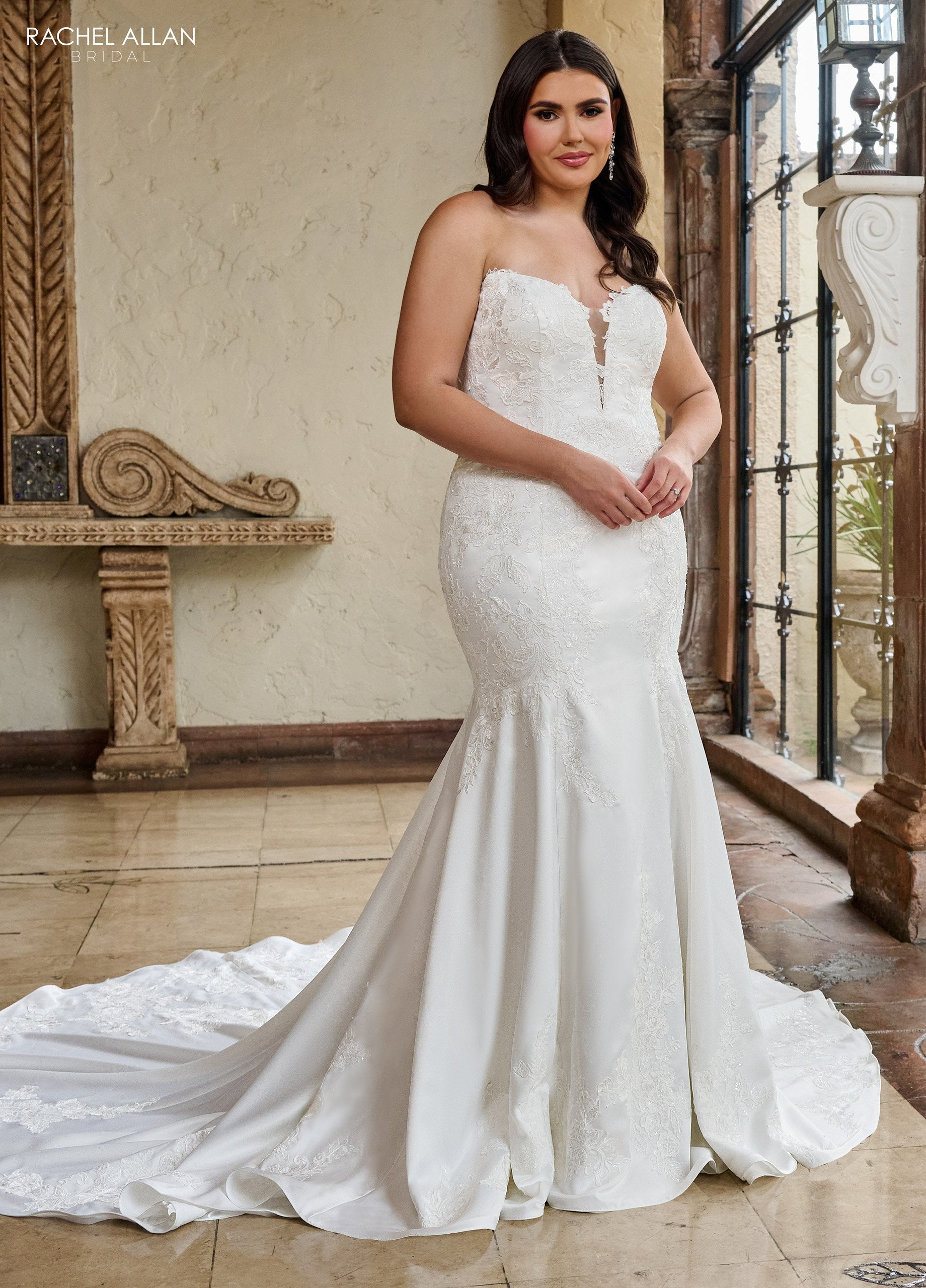 Wedding Dresses Lace Applique Long Mermaid Wedding Dress White