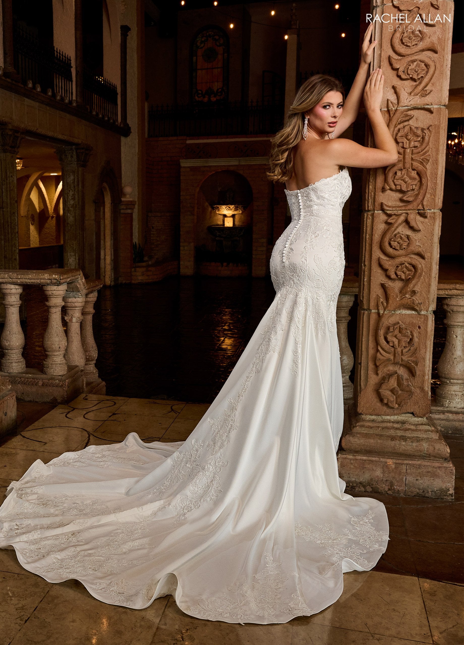 Rachel Allan RB3211 Lace Applique Long Mermaid Wedding Dress
