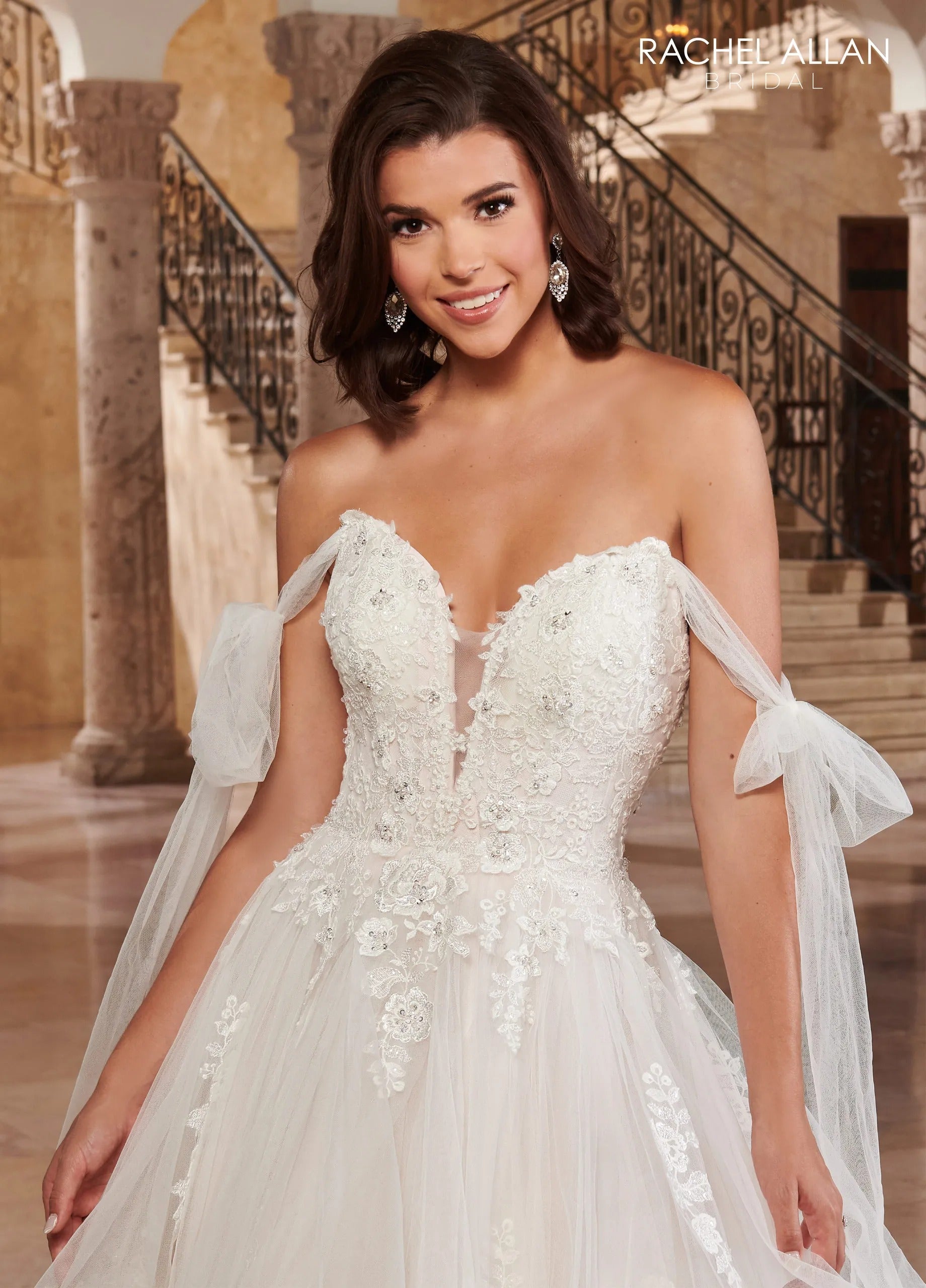 Ivory Blush Sweetheart Floor-Length Tulle Ruffled Ball Gown with Horsehair Hem Rachel Allan RB3163