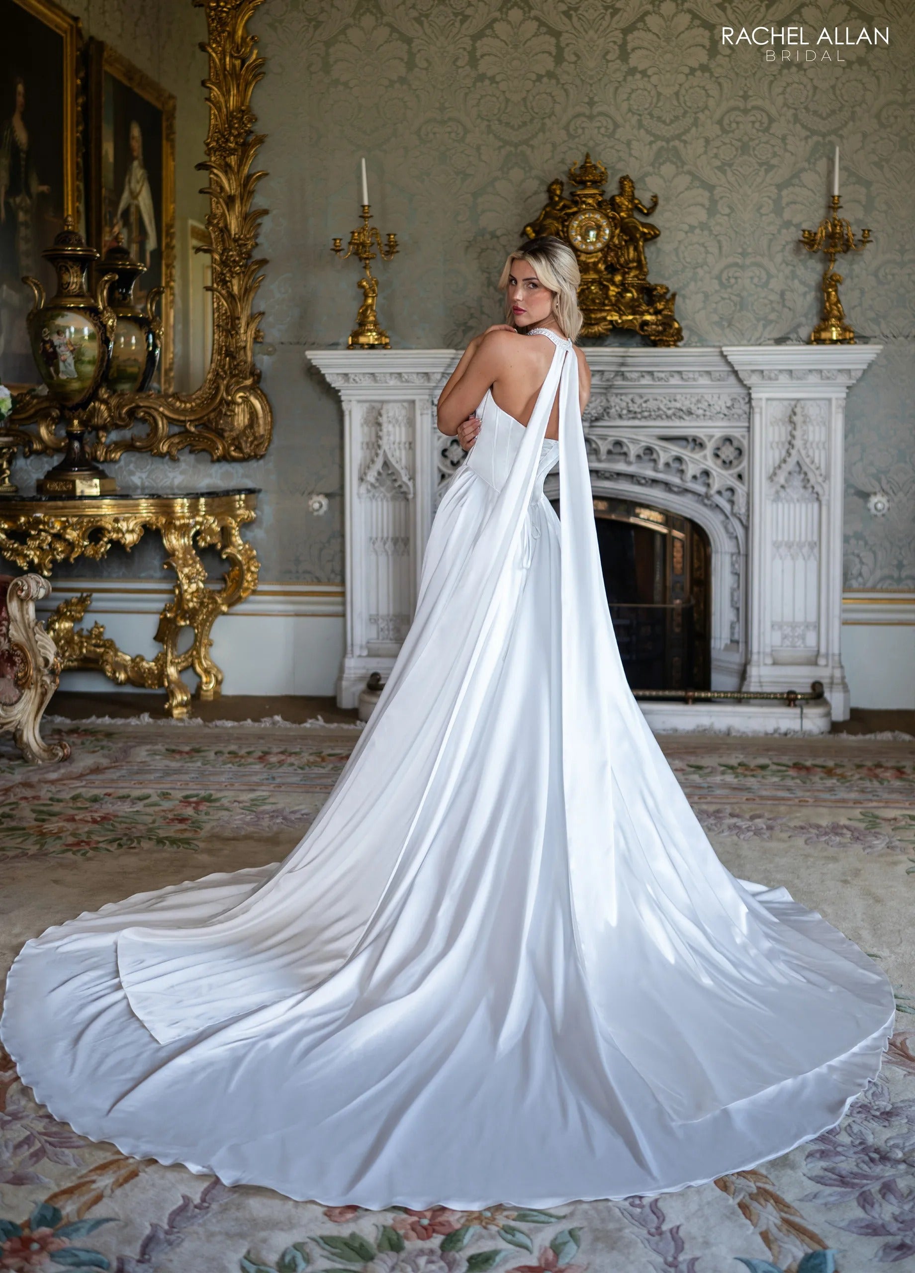 Ivory Sweetheart Floor-Length Stretch Charmeuse Wedding Dress with High Slit Rachel Allan RB3253