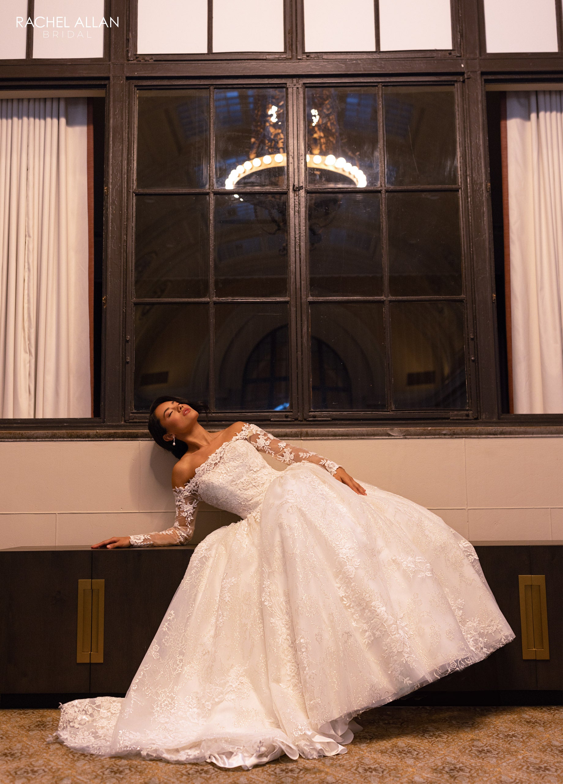 Rachel Allan RB3224 A Line Bridal Long Gown Glitter Wedding Dress