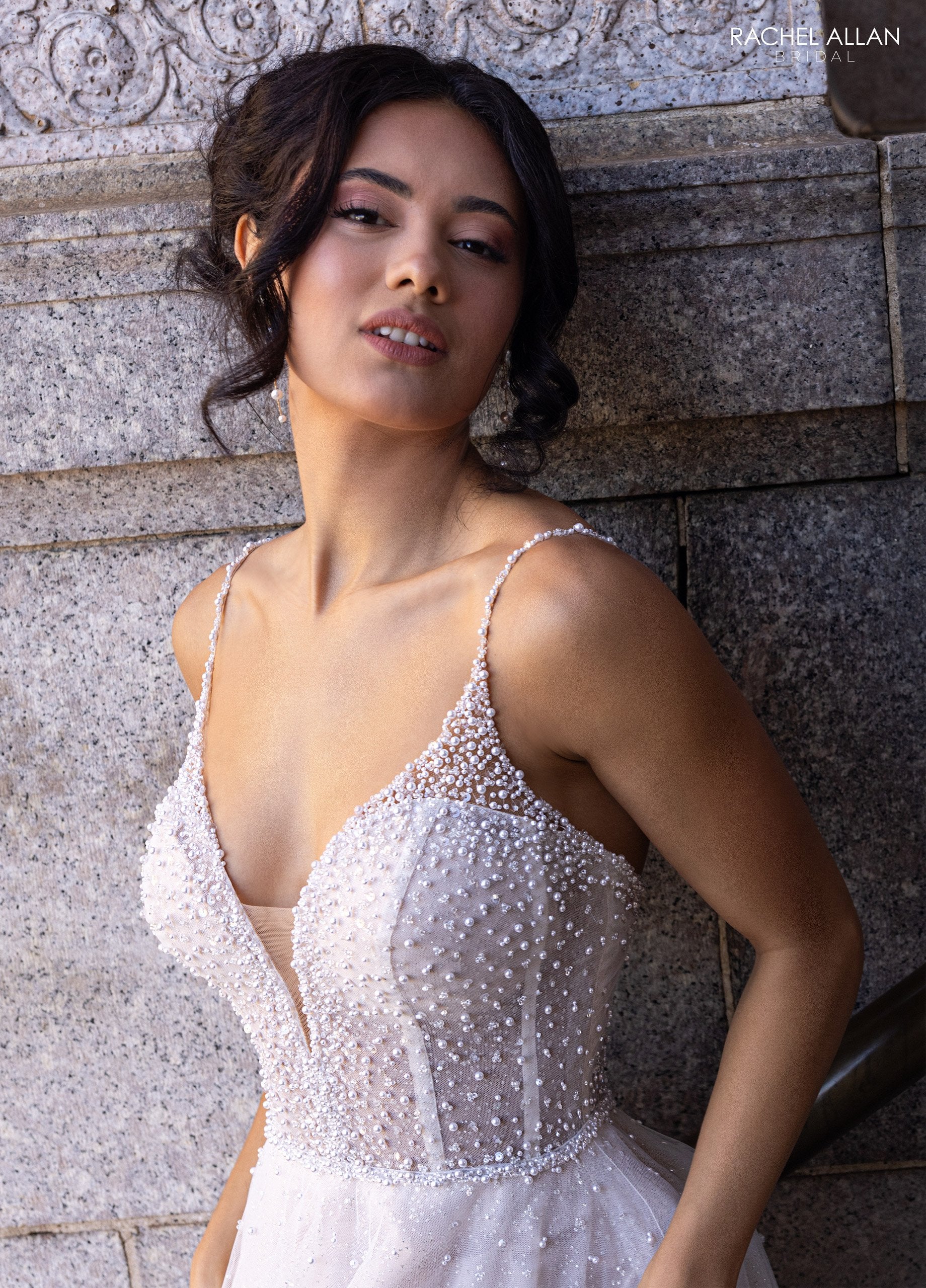 Rachel Allan RB3210 Glitter Long Beaded A Line Wedding Dress