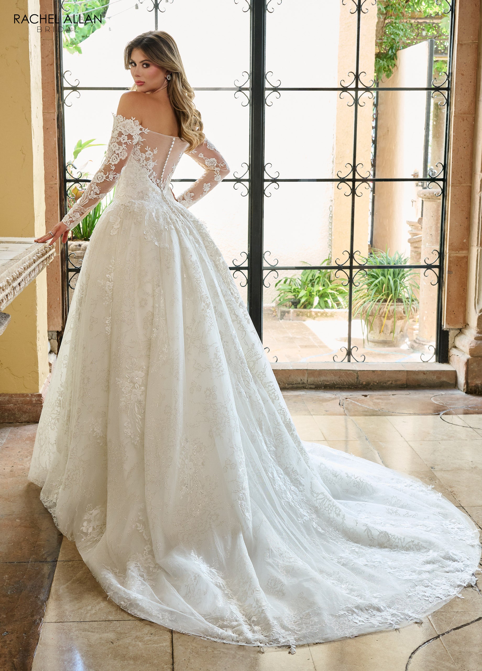 Rachel Allan RB3224 A Line Bridal Long Gown Glitter Wedding Dress