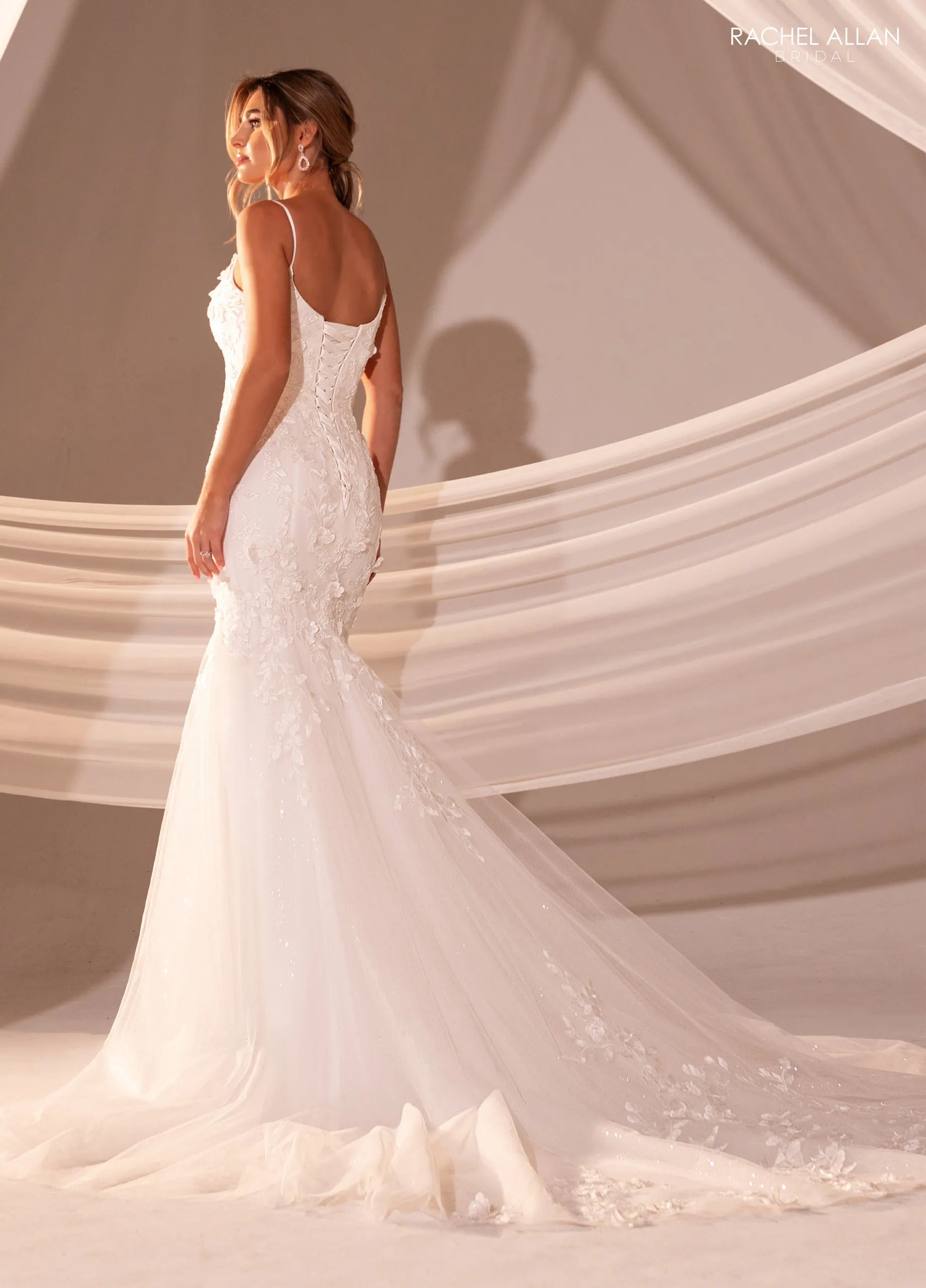 Ivory Nude Sweetheart Floor-Length Tulle Ball Gown with 3D Floral Applique Rachel Allan RB3228