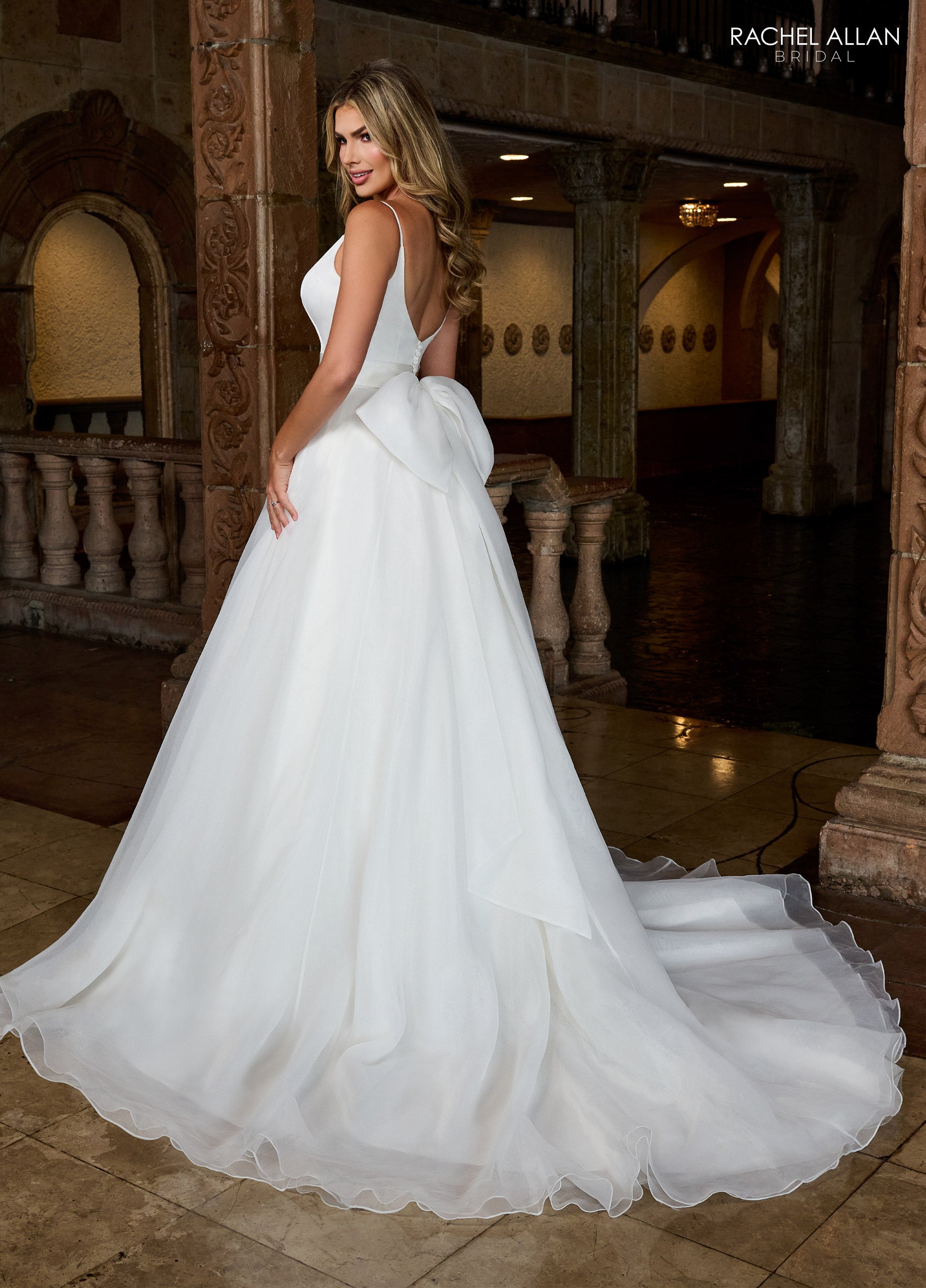 Rachel Allan RB3219 A Line Bridal Gown Long 3D Floral Applique Wedding Dress