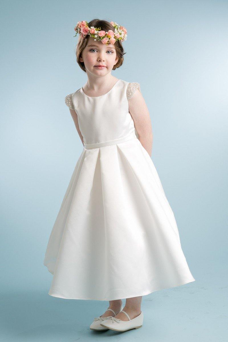 Flower Girl Dress Long Cap Sleeve - The Dress Outlet Petite Adele