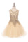 Flower Girl Dress Sleeveless Gold Embellished Short - The Dress Outlet