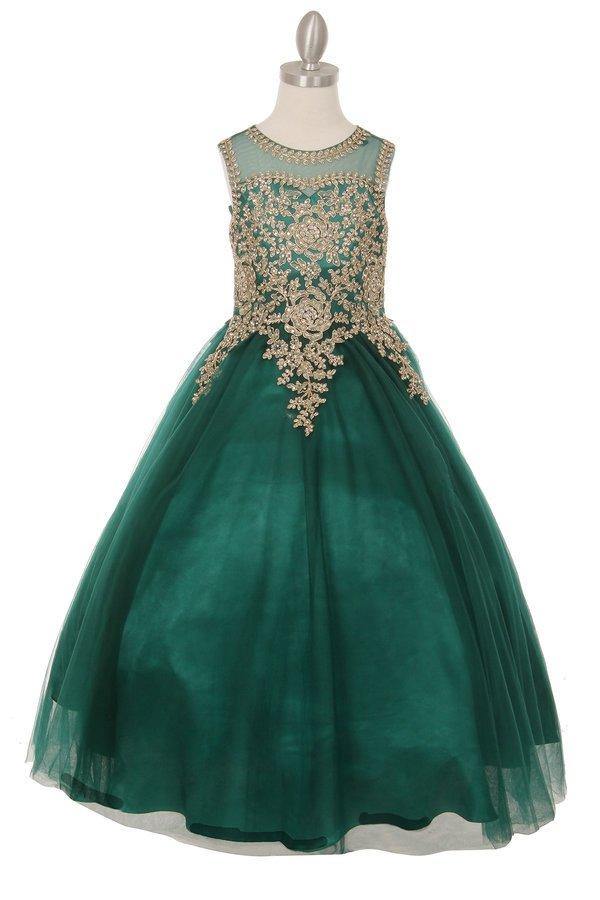 Flower Girls Beaded Ball Gown with Keyhole Back - The Dress Outlet Cinderella Couture