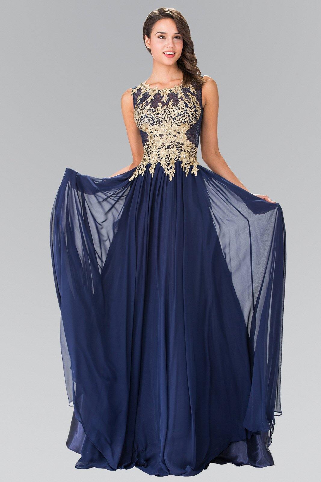 Flower Lace Chiffon Long Prom Dress