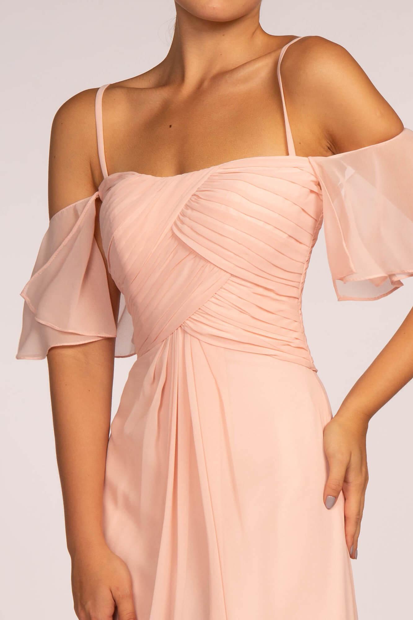 Formal Chiffon Long Dress Bridesmaid Blush