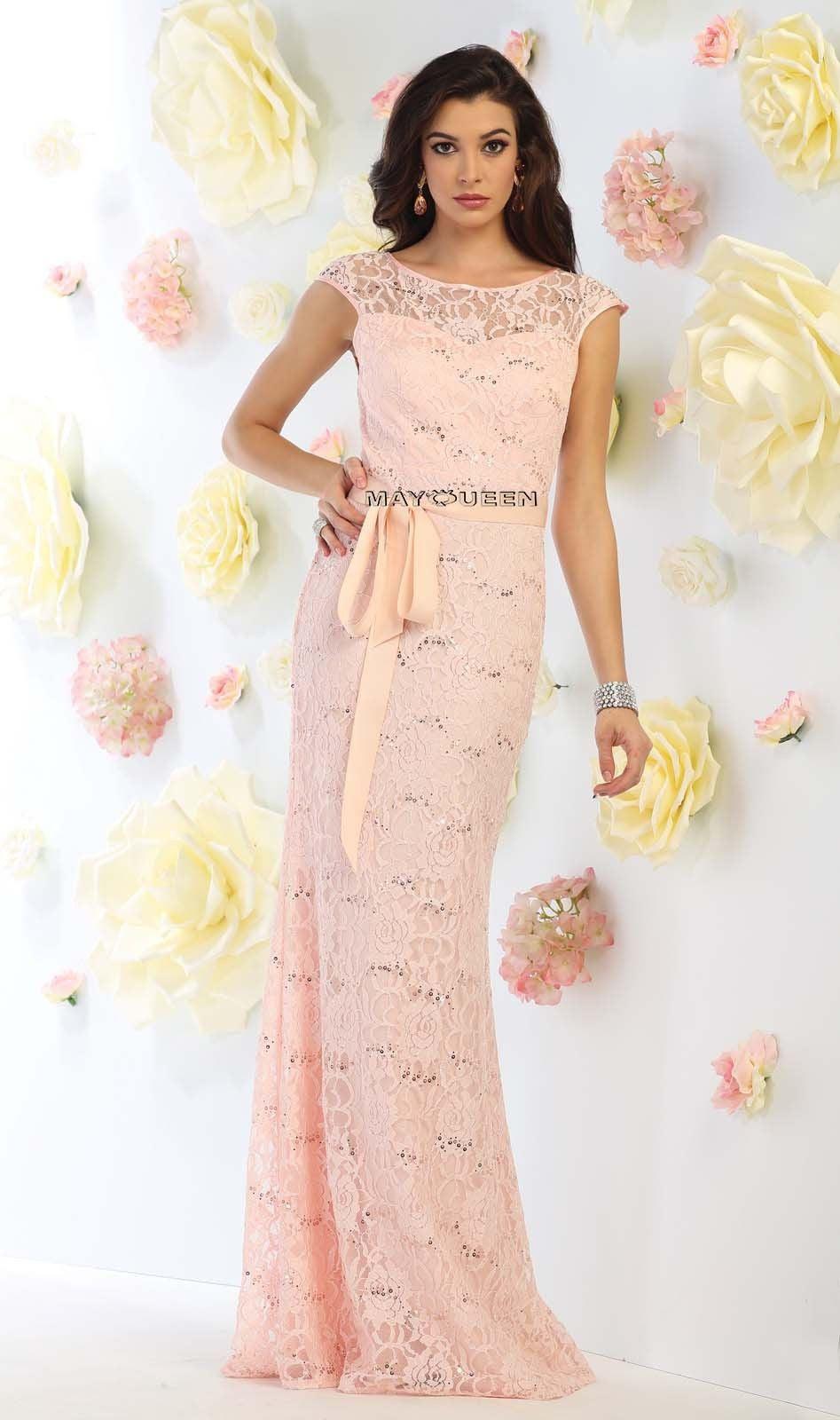 Formal Long Lace Evening Prom Gown - The Dress Outlet May Queen