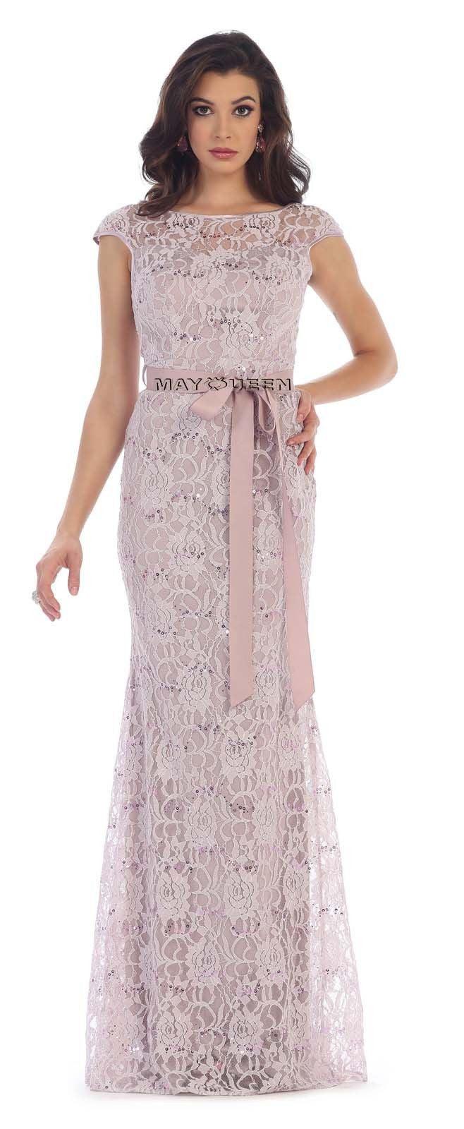 Formal Long Lace Evening Prom Gown - The Dress Outlet May Queen