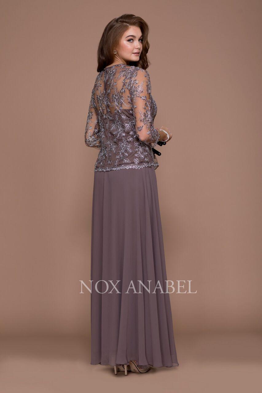 Formal Long Sleeve Mother of the Bride Dress Mocha