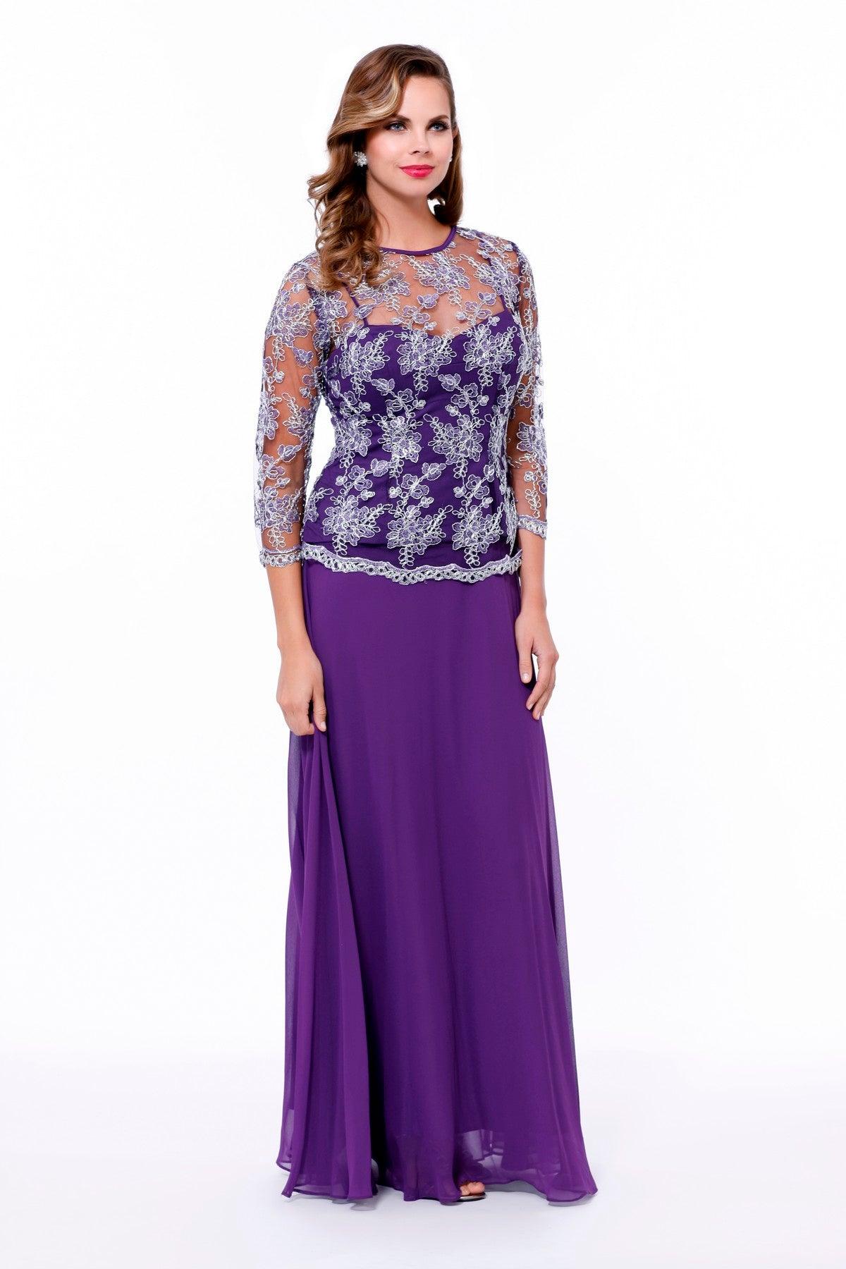 Formal Long Sleeve Mother of the Bride Dress Mocha