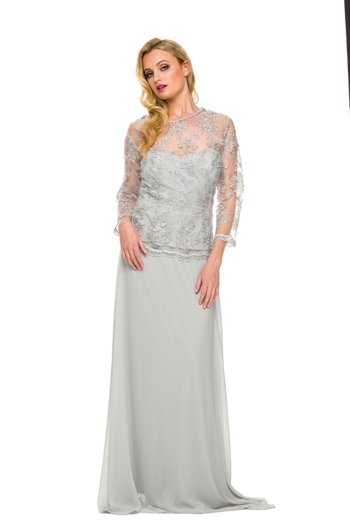 Formal Long Sleeve Mother of the Bride Dress Mocha