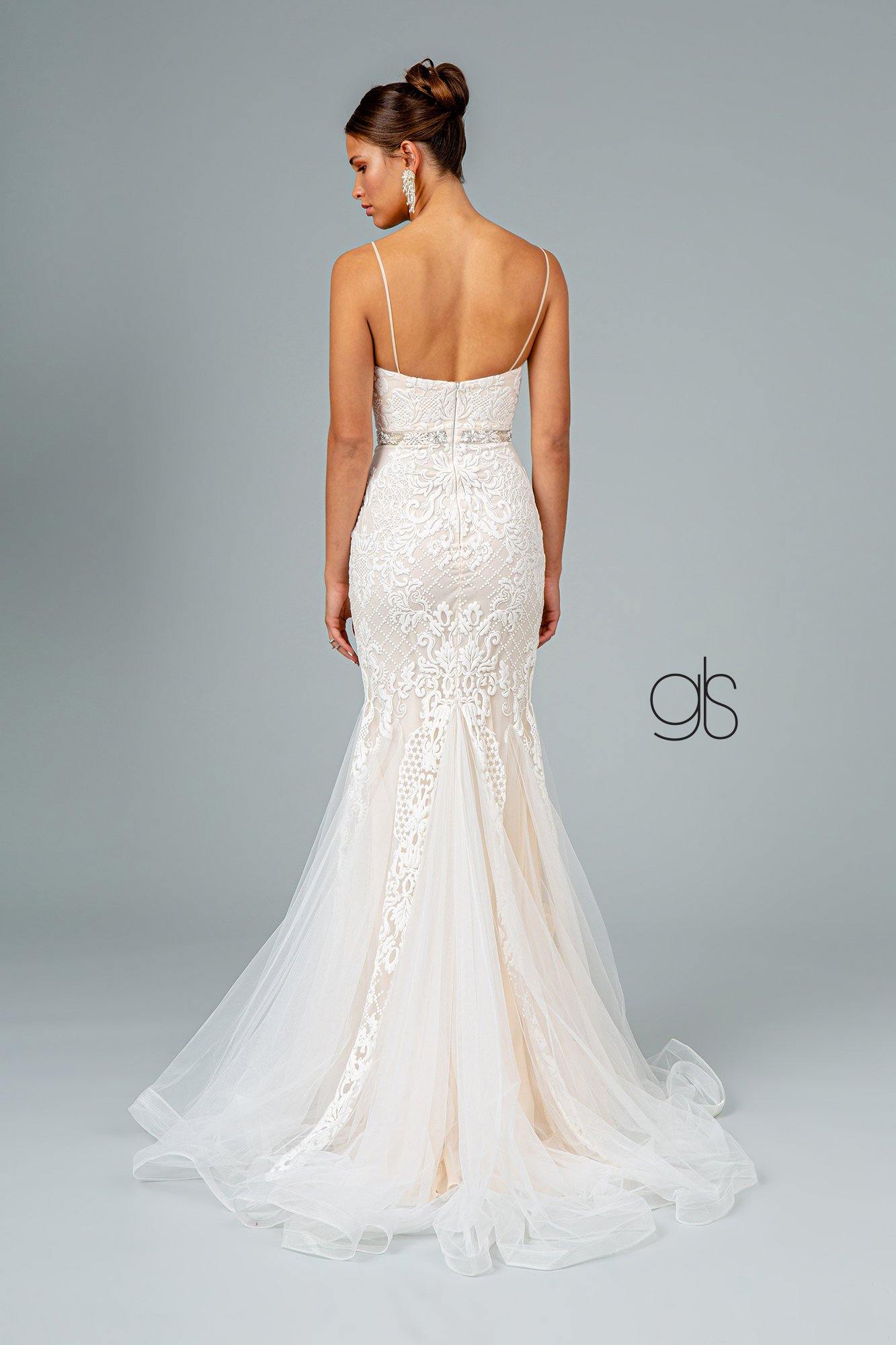 fitted lace wedding dress Charming Mermaid Sequin Spaghetti Straps V-neck Sparkle Wedding Dresse –  Dairy Bridal