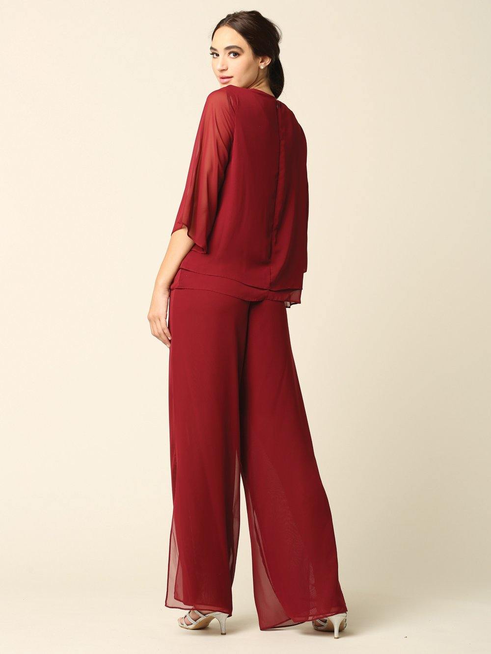 Formal Mother of the Bride Chiffon Pant Suit - The Dress Outlet Eva Fashion