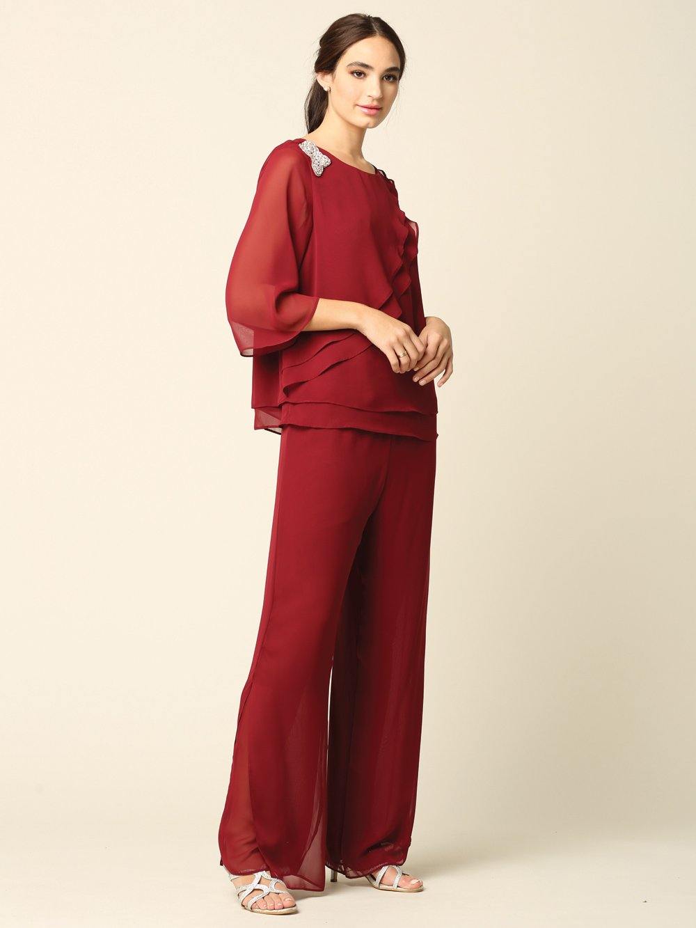 Formal Mother of the Bride Chiffon Pant Suit - The Dress Outlet Eva Fashion