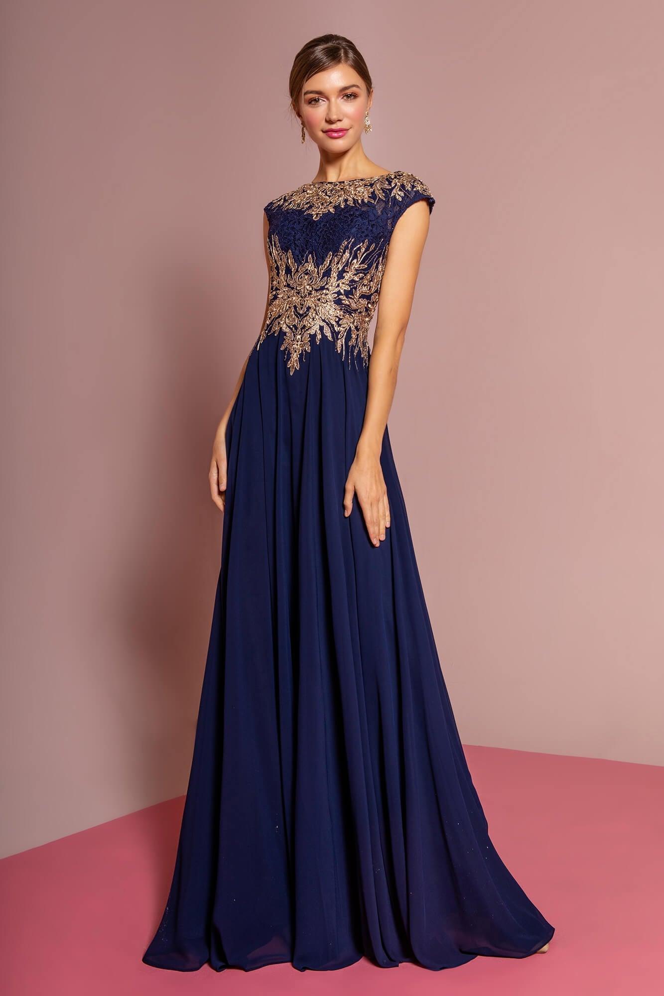 Formal Plus Size Long Dress Mother of the Bride Navy