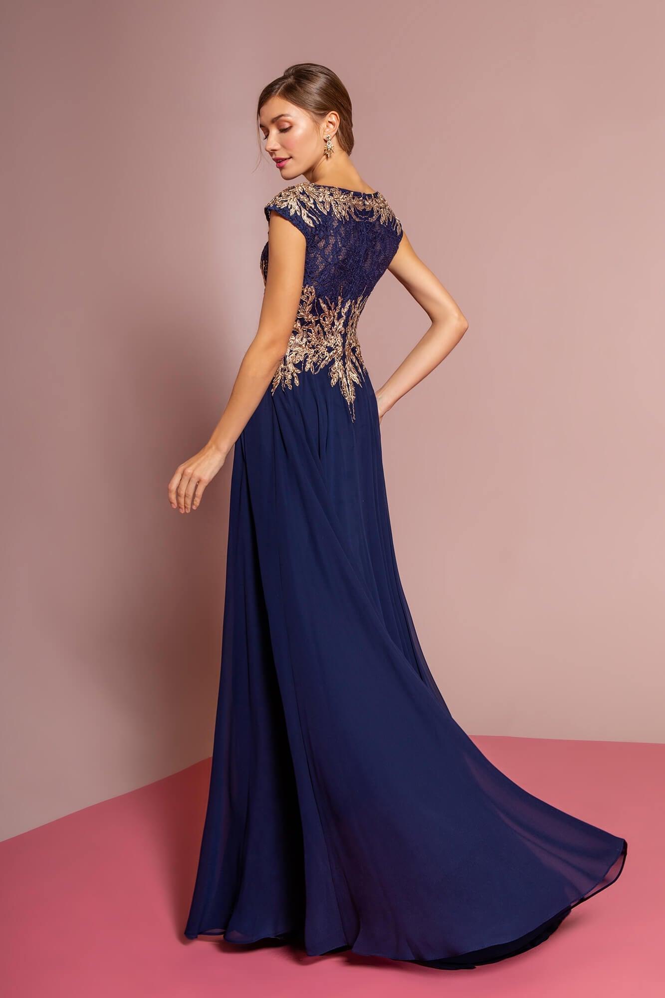 Formal Plus Size Long Dress Mother of the Bride Navy