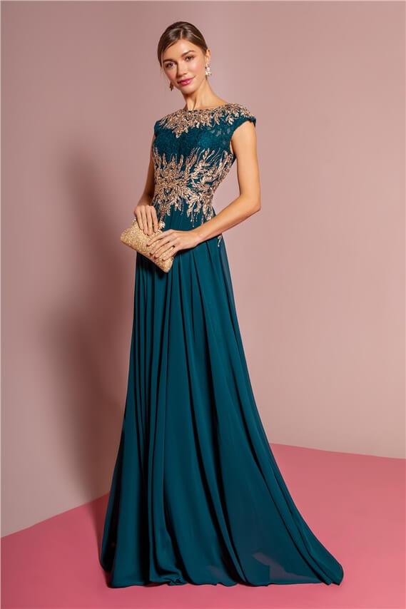 Formal Plus Size Long Dress Mother of the Bride Teal