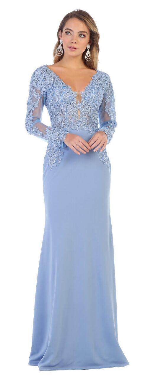 Formal Plus Size Long Sleeve Dress - The Dress Outlet May Queen