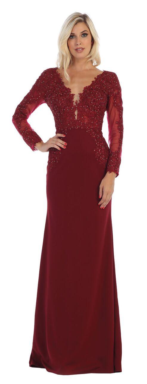 Formal Plus Size Long Sleeve Dress - The Dress Outlet May Queen