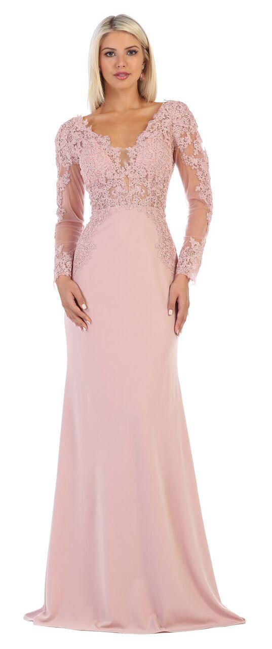 Formal Plus Size Long Sleeve Dress - The Dress Outlet May Queen