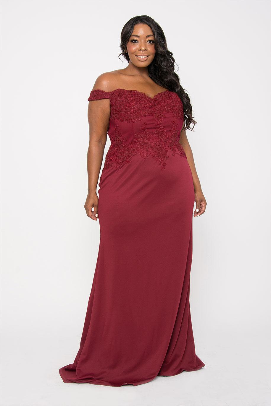 Formal Prom Dress Plus Size Long Evening Gown - The Dress Outlet May Queen