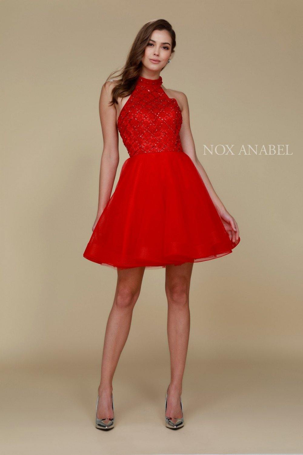 Formal Short Dress Prom Cocktail Red - The Dress Outlet Nox Anabel