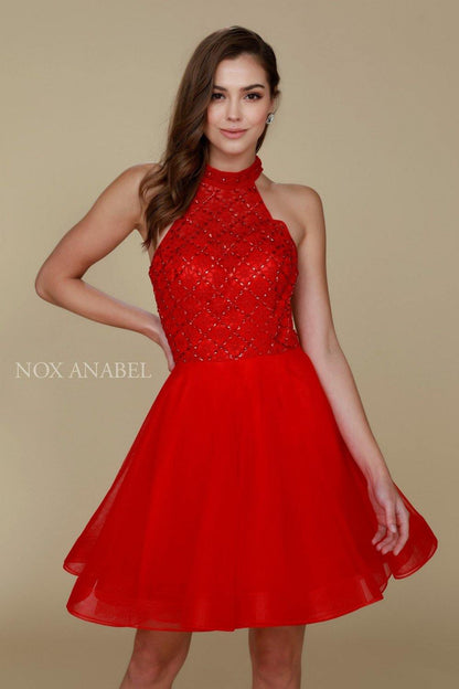 Formal Short Dress Prom Cocktail Red - The Dress Outlet Nox Anabel