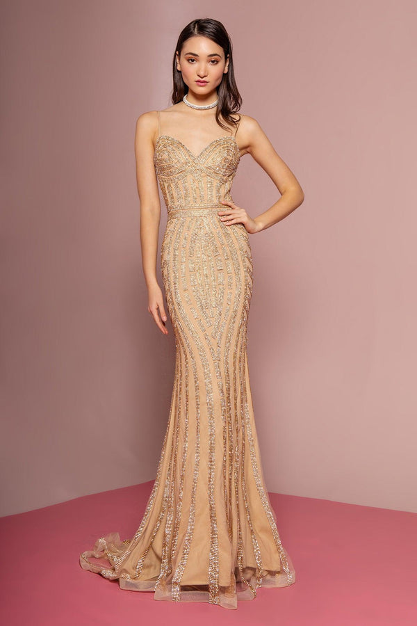 Formal Sweetheart Long Prom Dress All Beaded