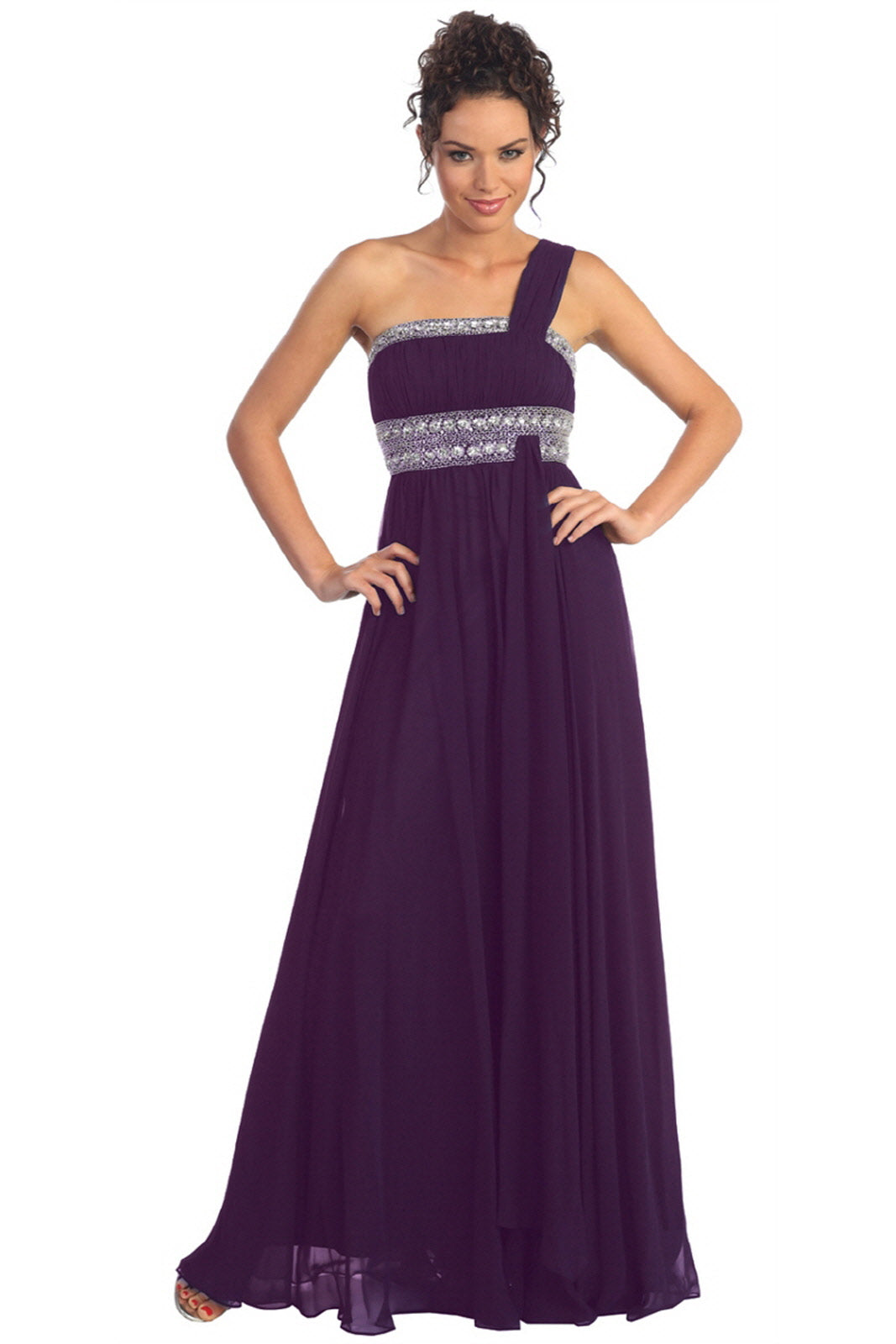 Aqua One Shoulder Long Prom Empire Dress for 103.99 The Dress Outlet