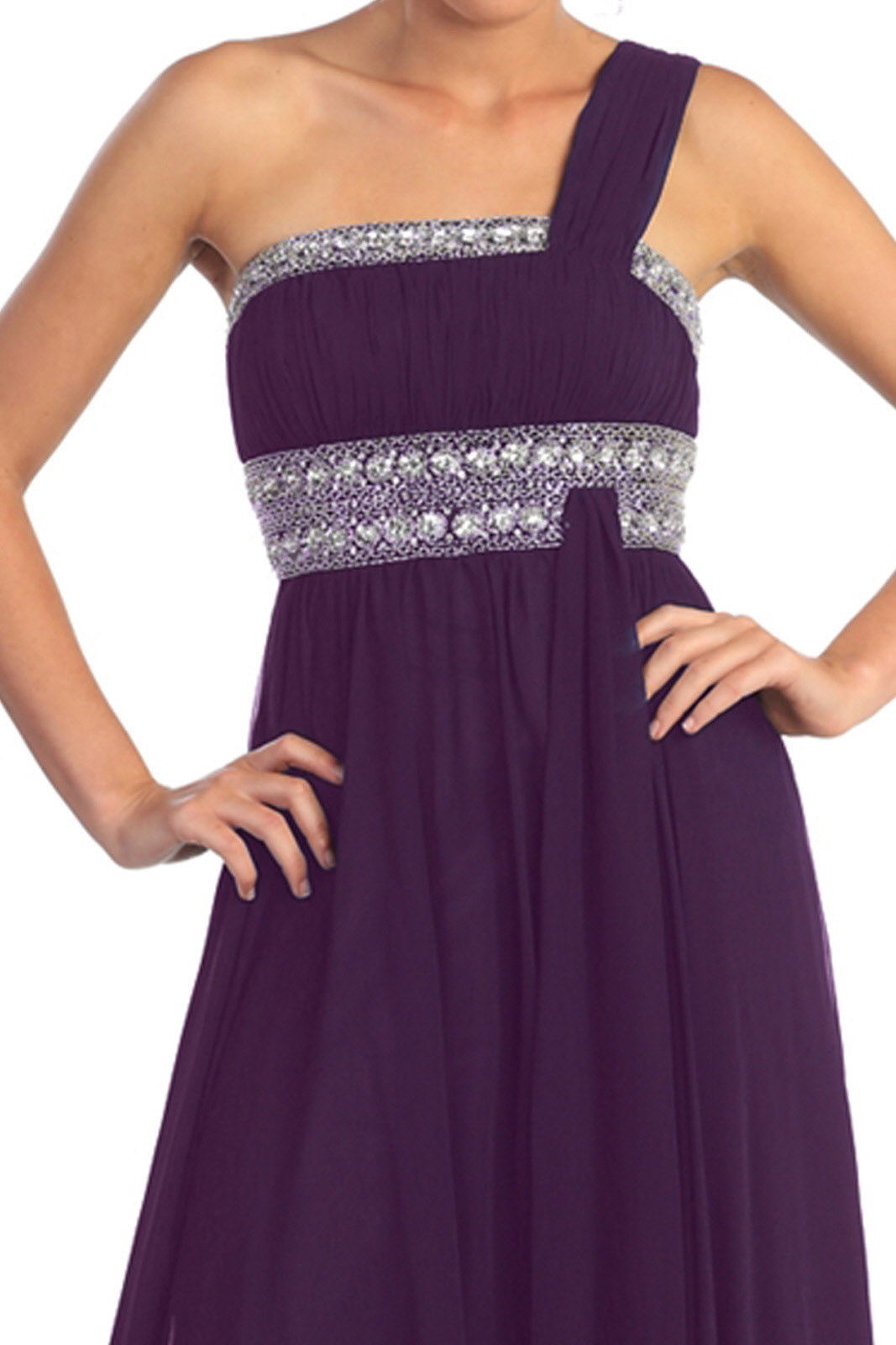 Aqua One Shoulder Long Prom Empire Dress for 103.99 The Dress Outlet