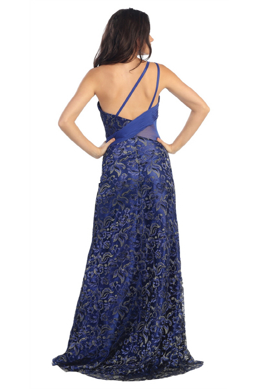 Long Prom One Shoulder Formal Evening Gown - The Dress Outlet Elizabeth K ROYAL BLUE
