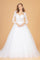 Illusion V-Neck Embroidered Mesh Long Wedding Gown - The Dress Outlet Elizabeth K White