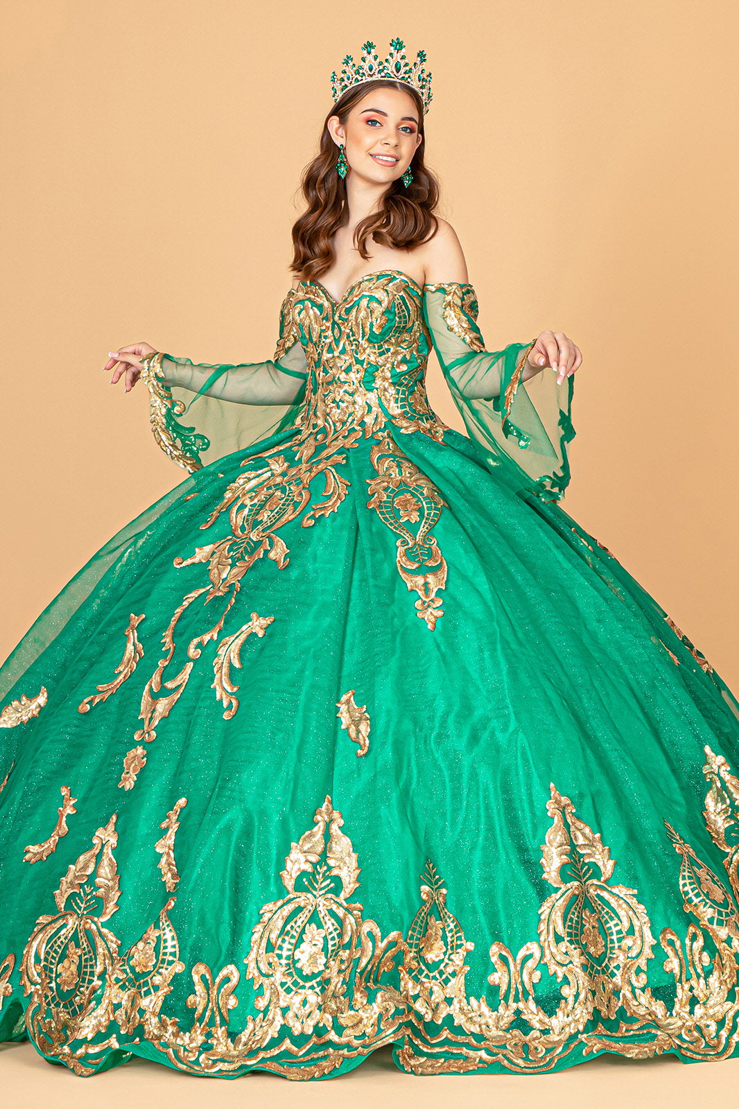 Long Strapless Ball Gown Mesh Quinceanera Dress